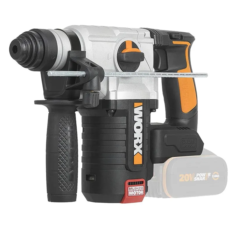 Перфоратор WORX WX380 20V 2,2 Дж бесщеточный аккумуляторный, с 2хАКБ на 4 А*ч и ЗУ в кейсе